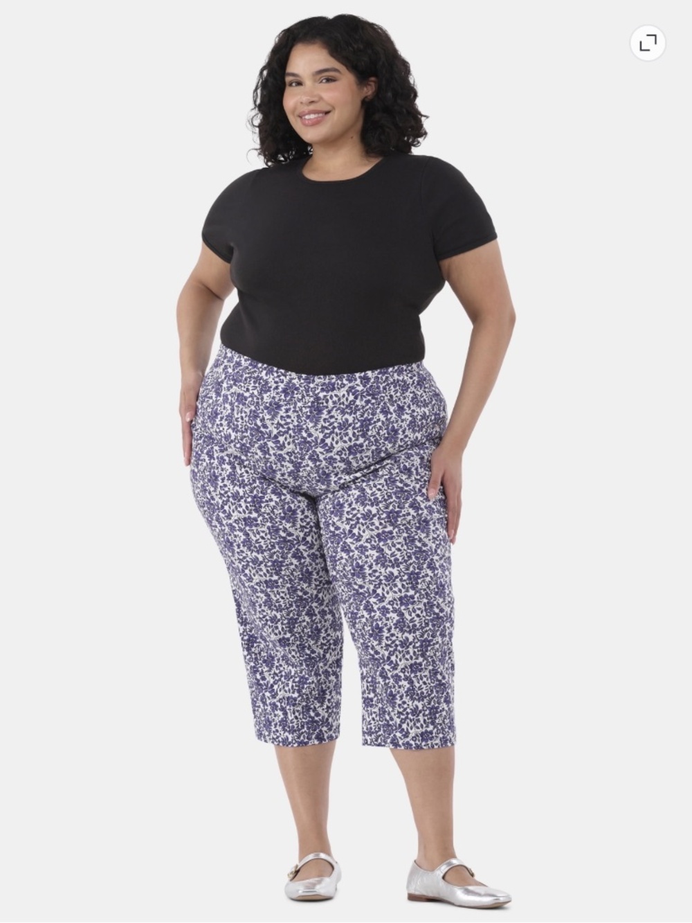 Just My Size Women’s Blue Floral Millennium Capris Size 2X NWT